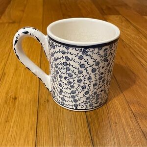 Floral Blue and White Ceramic Mug